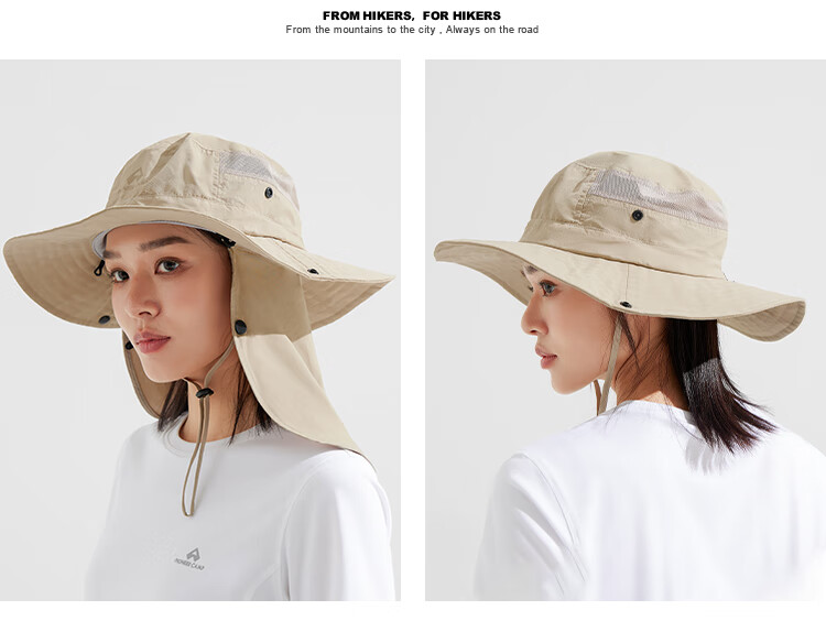 Toread Outdoor Sun Protection Bucket Hat with Face Mask for Men and Women, Large Brim Sunshade Fishing Hat, Black, Size L 9