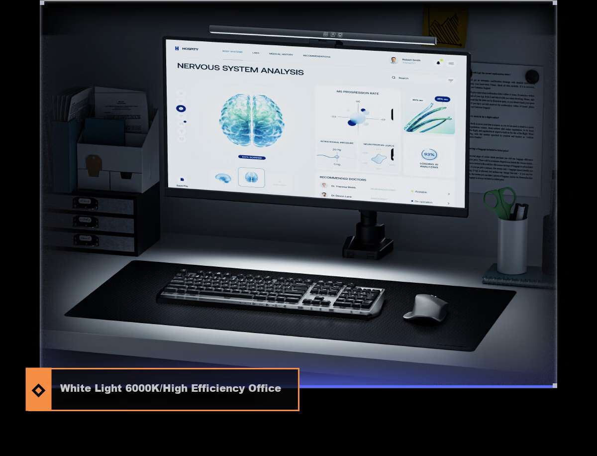 HUMANEX Screen Hanging Lamp CX9-B, Computer Monitor Lamp, Display Reading Light, No Video Flash, Stepless Dimming, Memory Function, Three Color Temperatures 7