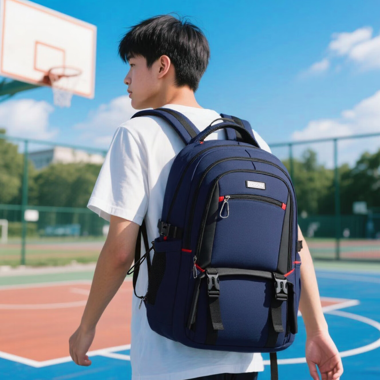 Edison High School Student Backpack, Large Capacity, Water-Resistant, for Middle School And College Students, Double Shoulder Bag, Travel Backpack K052-27G