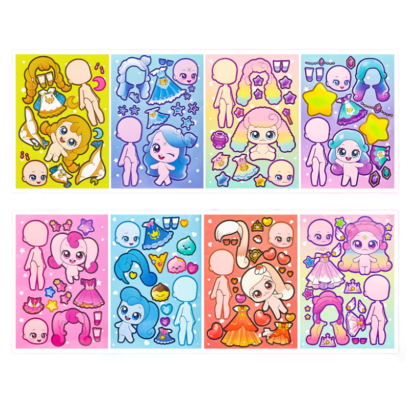 Shangmeibeibei Children's Sticker Toy, DIY Handmade Dress-Up Sticker Book, for Ages 3-6, Sticker Art, Girls' Birthday Gift