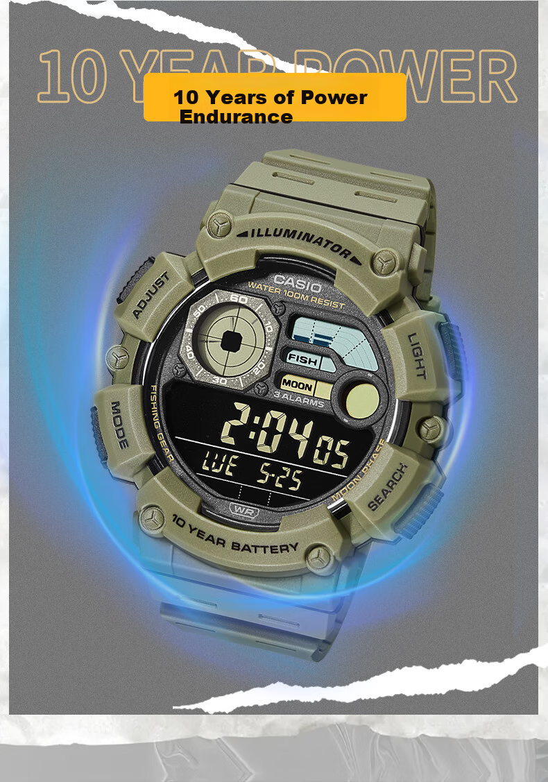 CASIO Men's Multifunctional Sports Digital Watch, Student Watch, WS-1500H 1