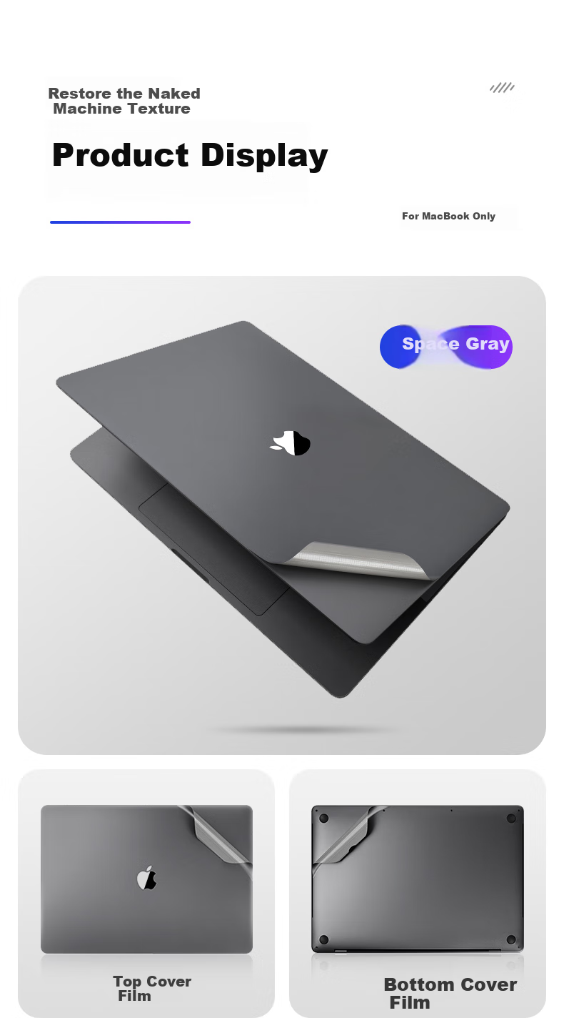 DiyiGongfang Compatible Protective Film for New MacBook Air 13.6/13-Inch M4/M3/M2 Apple Laptop Body Cover, Ultra-Thin Wear-Resistant Easy-To A2681/A3113 7