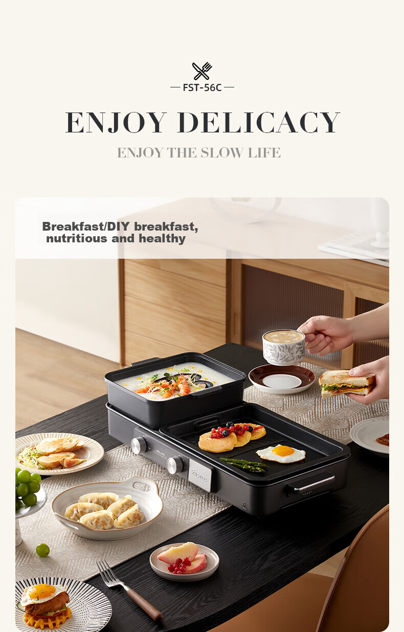 Fastee Electric Grill Pan, Multifunctional Cooking Pot, Electric Hot Pot And Grilling All-In Electric Grill, Hot Pot-Specific Pot for Grilling And Hot Pot FST-56C 30