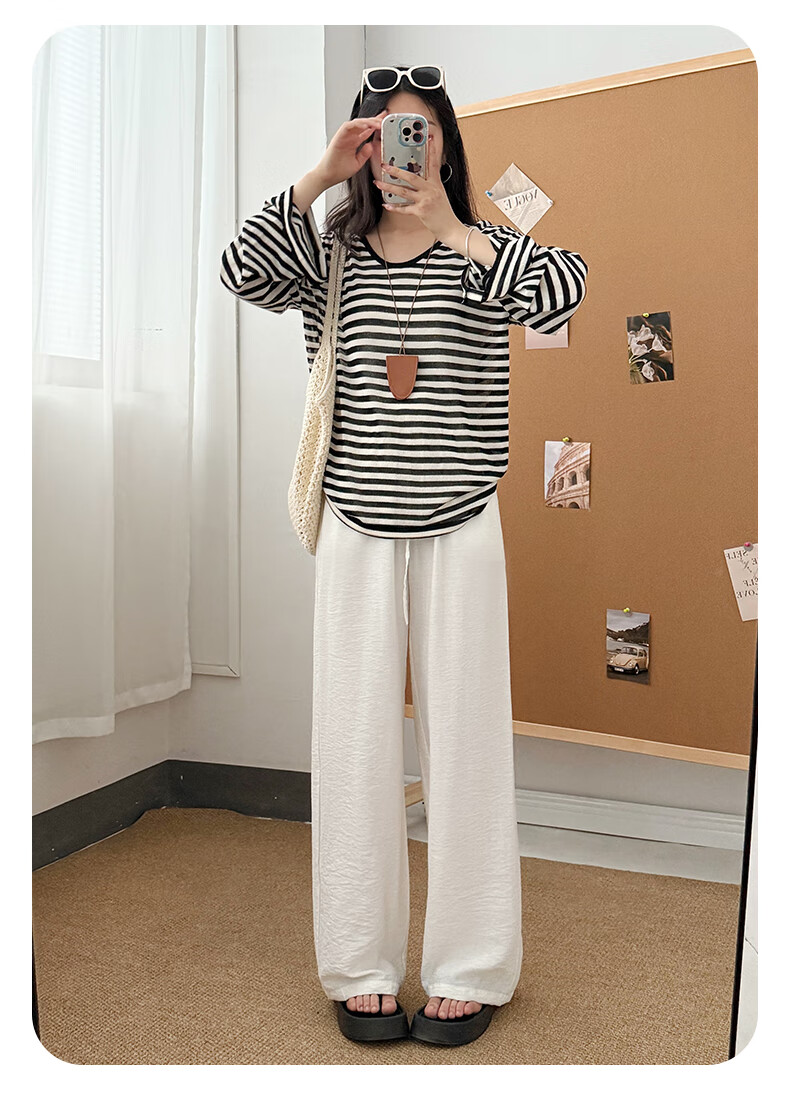 Xueqiman Cotton Linen Wide-Leg Pants for Women 2026 Summer New High-Waist Loose Ice Silk Cool Lazy Draped Straight Pants 17