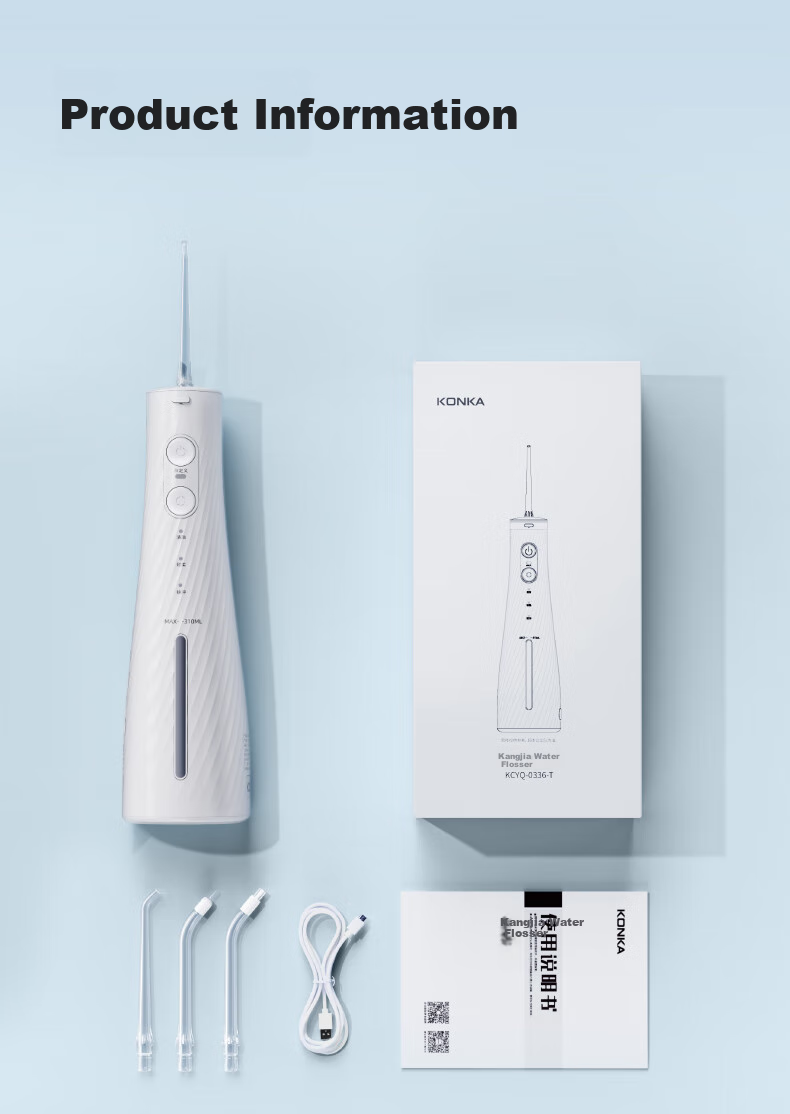 KONKA Oral Irrigator, Home Dental Water Flosser, Tooth Cleaner, Portable Upright Design, Fully Washable, Orthodontic Prevention, Tartar Removal, Gift for Couples, New Year's Present, Gift for Parents 24