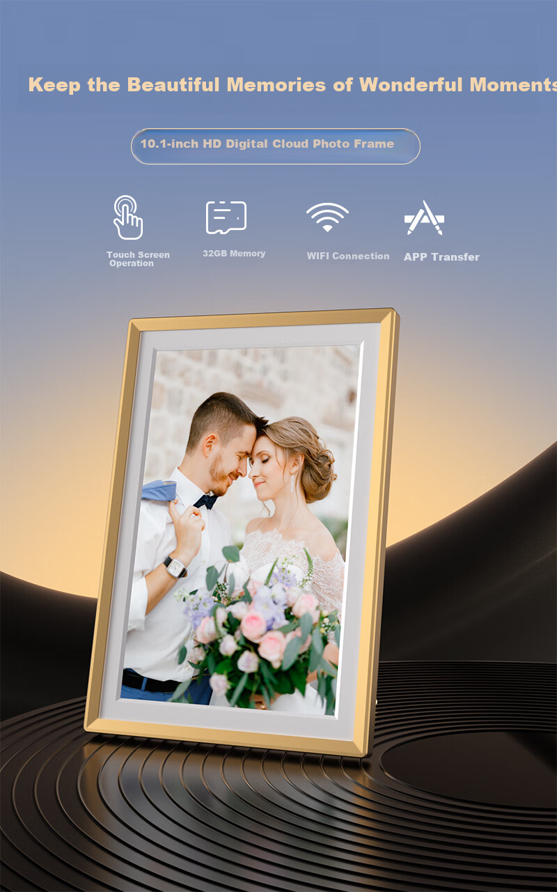 ARZOPA Xiaozhuo D10.1-inch Digital Photo Frame Smart Cloud Photo Frame Electronic Album Photo and Video Slideshow Decorative Wall Art Holiday Gift 1