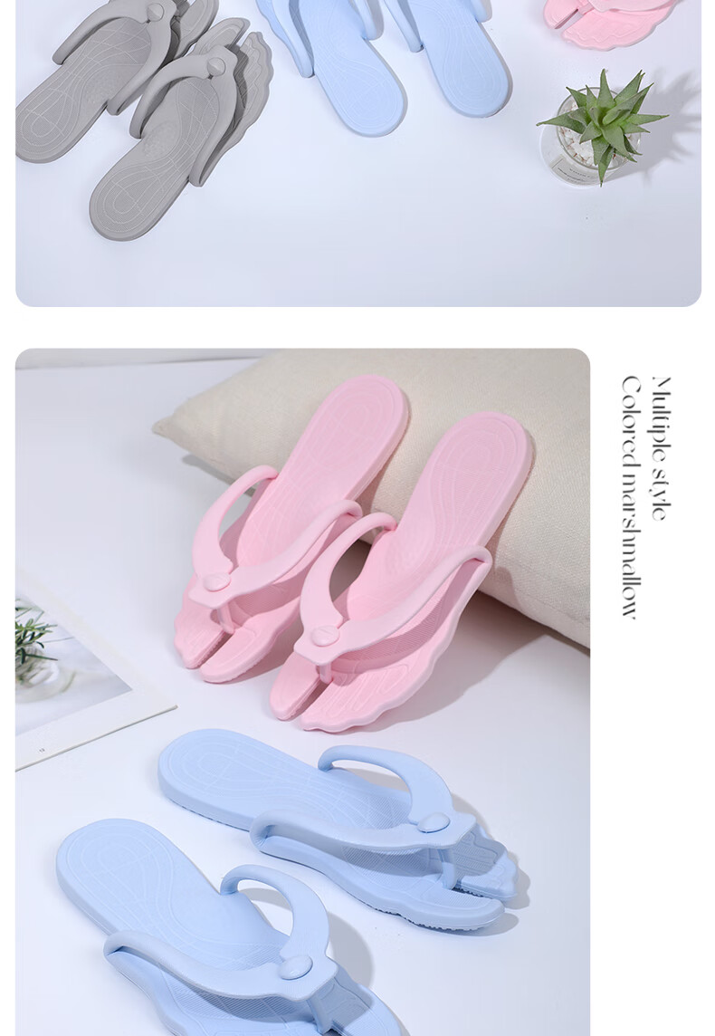 Grace Foldable Travel Slippers, Portable Summer Shower Non-Slip Flip-Flops for Women And Men, Breathable Sandals, Light Blue, Size 42-43 10