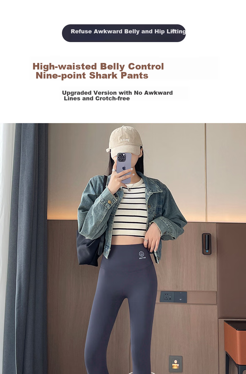 LangSha Seamless High-Waisted Leggings for Women, High-Elastic Butt-Lifting Cycling Yoga Pants, Coffee Color, Size M 1