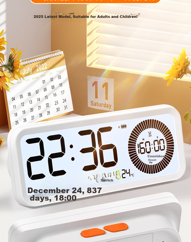 Timess Visual Timer Alarm Clock for Students And Children, Wake-Up Self-Discipline Tool, 202 New Model Multifunctional Rechargeable Time Management Device, Silent Timer for Back to School 8