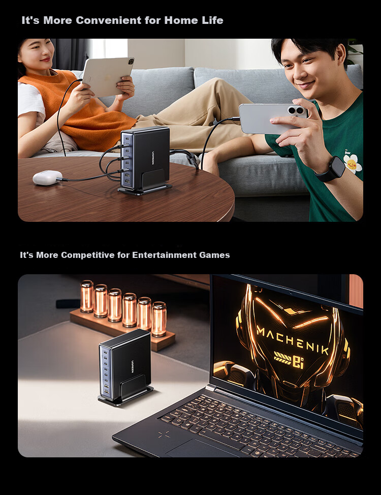 UGREEN 200W Gallium Nitride Charger, Desktop Charging Station, Multi-Port Type-C PPS/PD 100W Fast Charger, Suitable for Apple 18/17 MacBook Pro Laptops And Smartphones 10