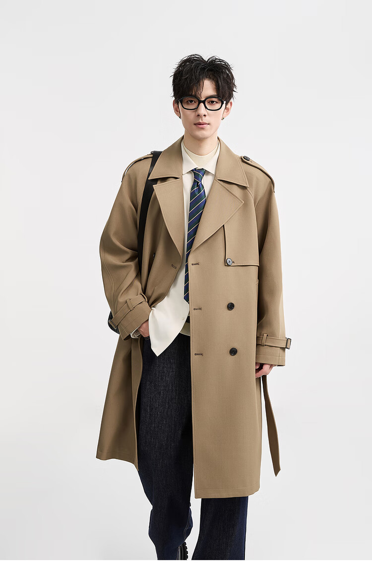Earl Zuoer 2025 Autumn New Over-the-Knee Long Trench Coat Men's Business Casual Loose High-End Wrinkle-Resistant Non-Iron Overcoat 9