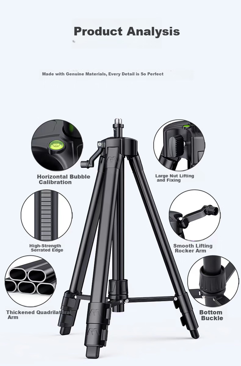 Zhunxin Level, Tripod with Ground Spirit Level, Extendable Tripod Stand, 1.5 Meters 1