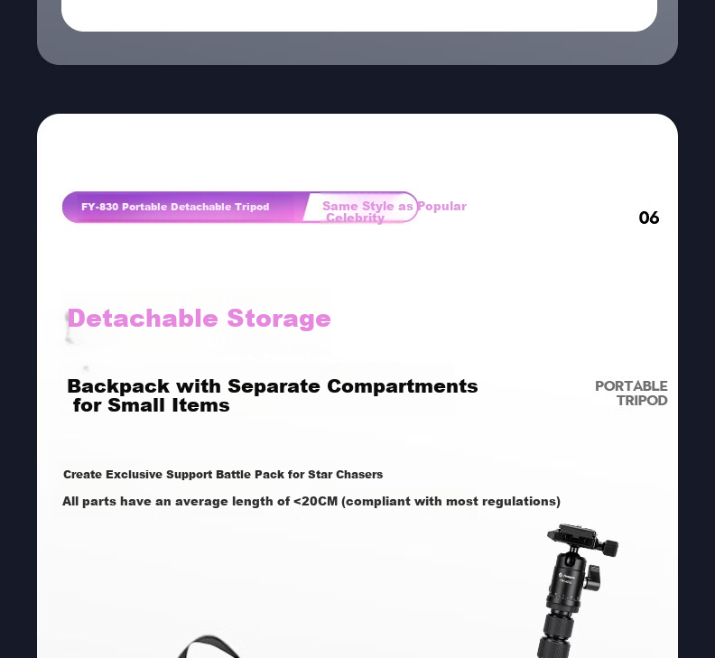 Fotopro FY-830+42QF Compact Detachable Monopod Quick-Expand Concert Camera Tripod Phone Stand 10