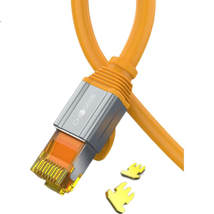 Сетевой кабель CHOSEAL Cat6a, 10 Гбит/с, двухэкранированный, чистая медь, 1.5 метра, оранжевый
