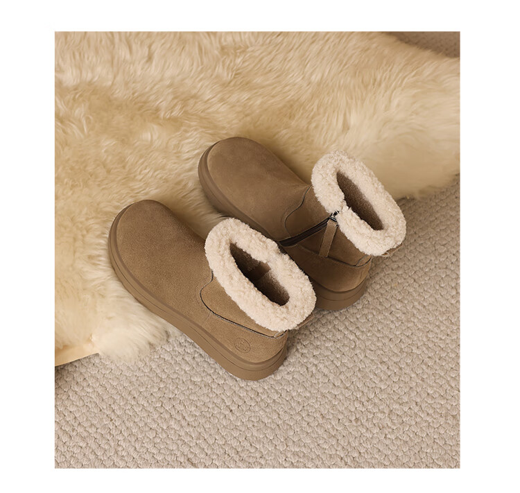 ZHR Women's Snow Boots Thick Sole Warm Casual Short Boots Comfortable Fashion EH209B Camel Size 37 15