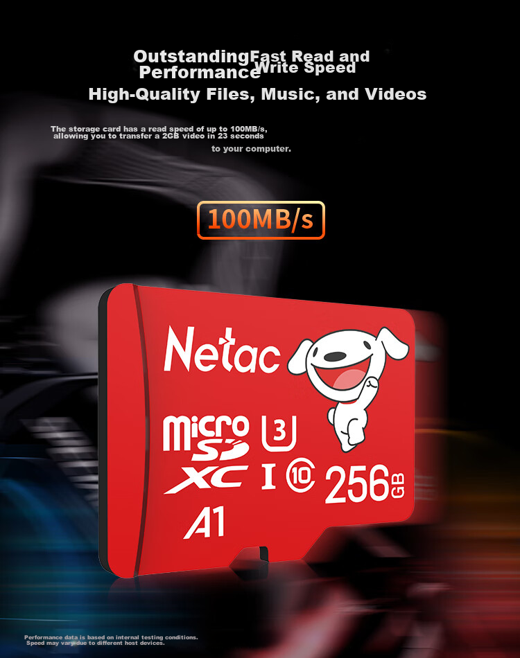 Netac & JOY Co-Branded Edition, 256GB TF (MicroSD) Memory Card, U3 C10 A1 4K P500 Series, Read Speed 100MB/s, Supports 4K, Continuous Recording 3