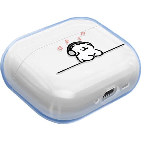 Чехол для наушников Yingkaida "Music Puppy" для AirPods 4, силиконовый, противоударный, прозрачный, с брелоком