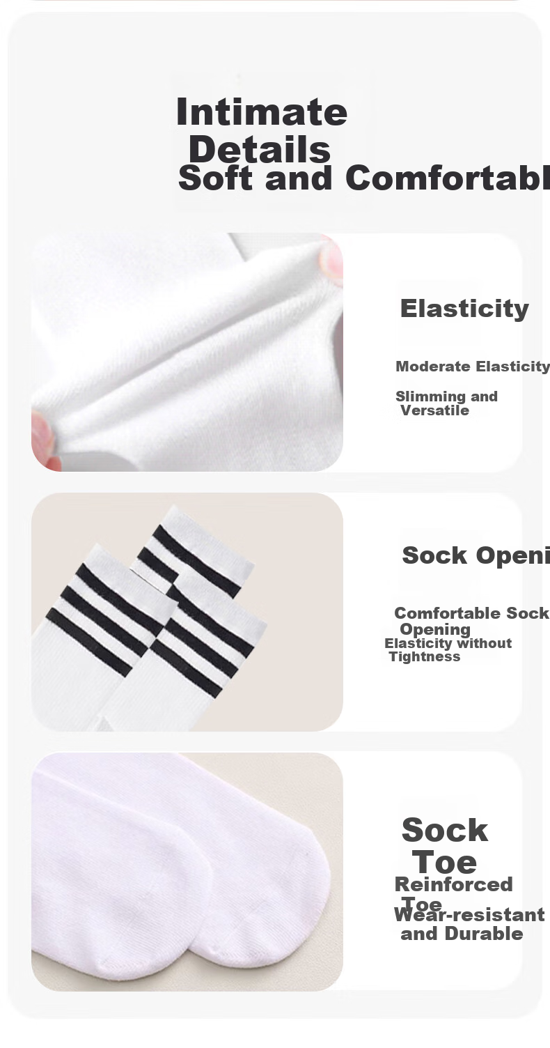 Aibaoshi Children's Socks, Preppy Style Long Socks, Student Soccer Socks, Mid-Calf Socks for Boys And Girls, Over-Knee Socks, 3 Pairs, 35cm T168 8