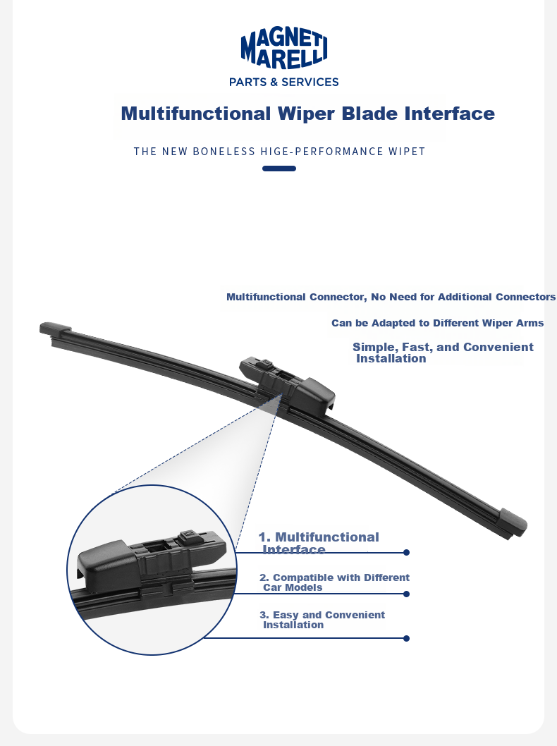 MAGNETI MARELLI Rear Wiper Blade for Volkswagen Tiguan L/New Energy Models 2017-2023, Rear Window Wiper Blade 8