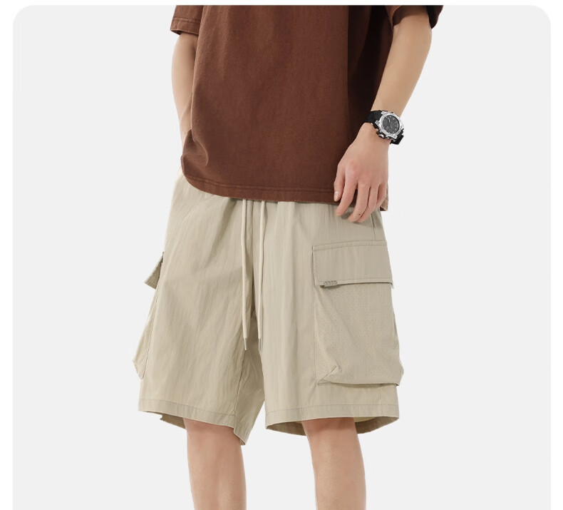 LangSha Men's Summer Breathable Lightweight Loose Casual Outdoor Quick-Dry Running Fitness Ice Silk Shorts 27