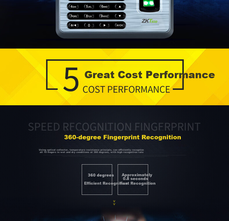 ZKTECO ZKTeco/ZKTECO Technology TX628 Fingerprint Attendance Machine, Professional Punch-In Device, Large Capacity Stable Sign-In Machine with USB Drive/TCP/IP Transmissio 5