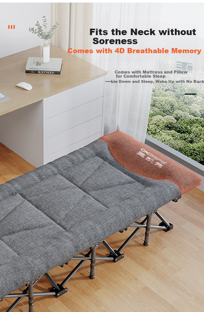 Okeefe Folding Bed, Single Bed, Office Nap Bed, Lounge Chair, Accompanying Care Simple Bed, Portable Camping Bed - 14 Feet 8