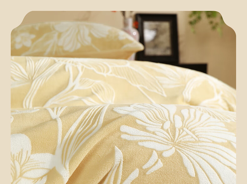 Mercury Home Textiles Belleese Four-Piece Milk Velvet 3D Carved Bedding Set A-Class Anti-Static Sheet Quilt Cover Warm Bedding Set for 1.8m Bed 7