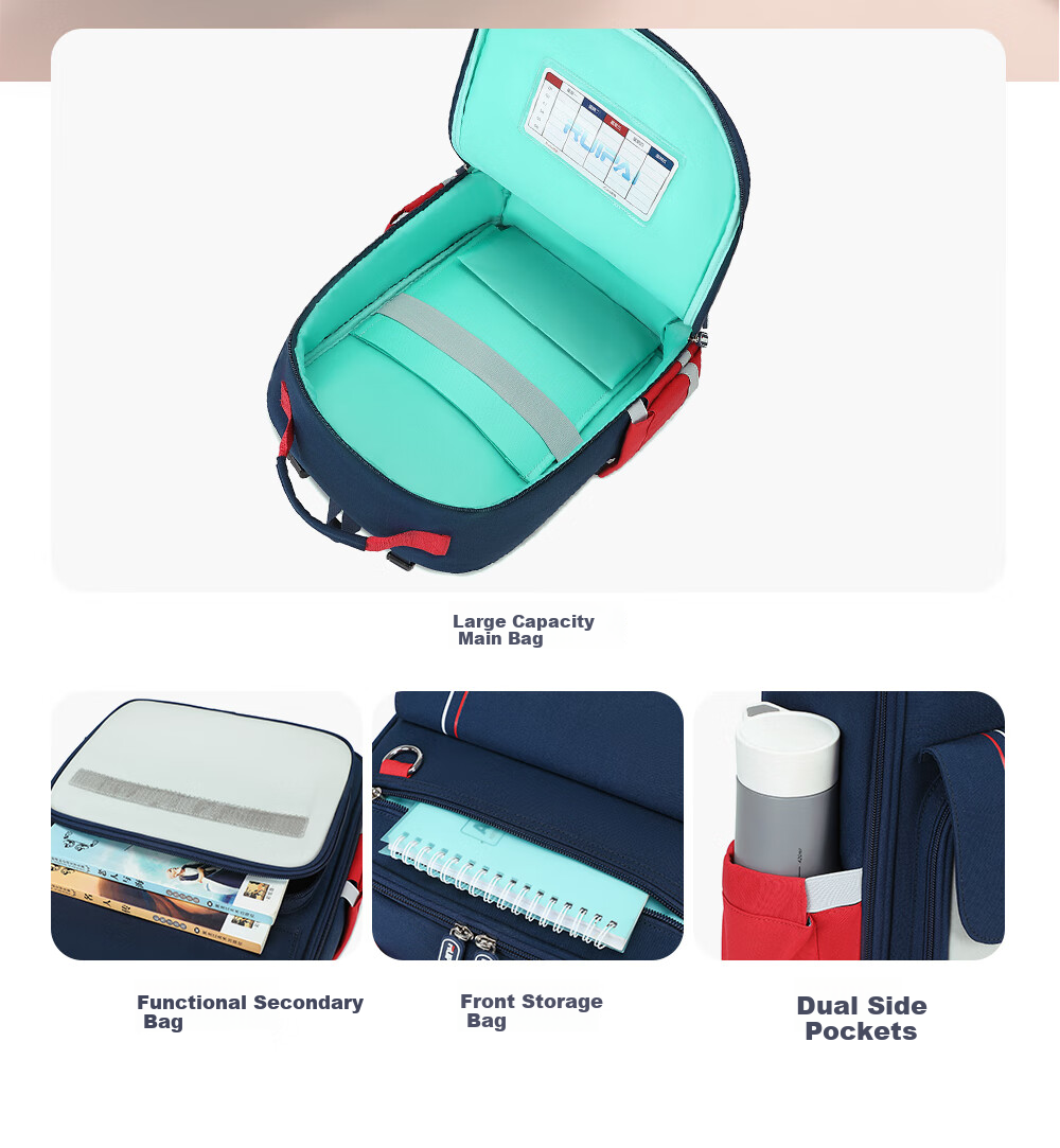 RUiPAi Children's Backpack for Primary School Students, Elastic Load-Reducing Spine Protection, Grades 1-3 Girls' Antibacterial Water-Resistant Backpack 14