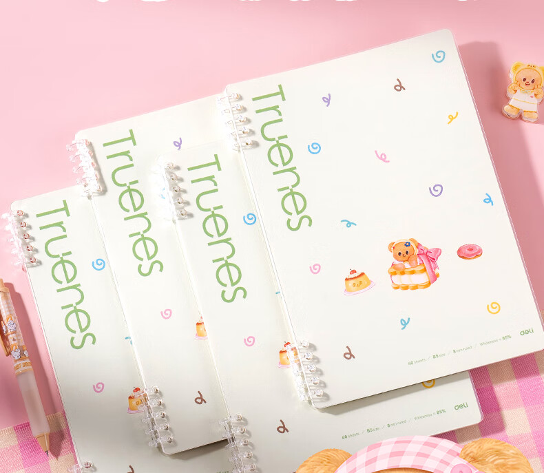 Deli Butter Bear Expandable Loose-Leaf Notebook with B5 Paper, 40 Sheets HY240 Gree 2