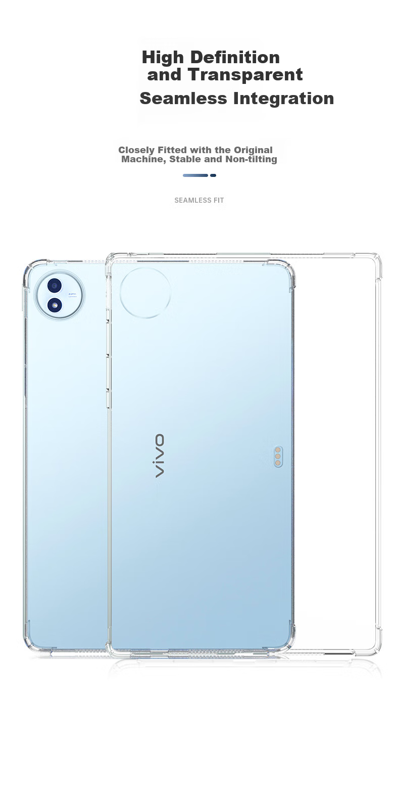 BIAZE Compatible with Vivo Pad5 Pro/3 Pro/iQOO Pad5 Pro 13-Inch Tablet Case, TPU Shockproof Corner Protection Cover PB575 - Transparent White 5