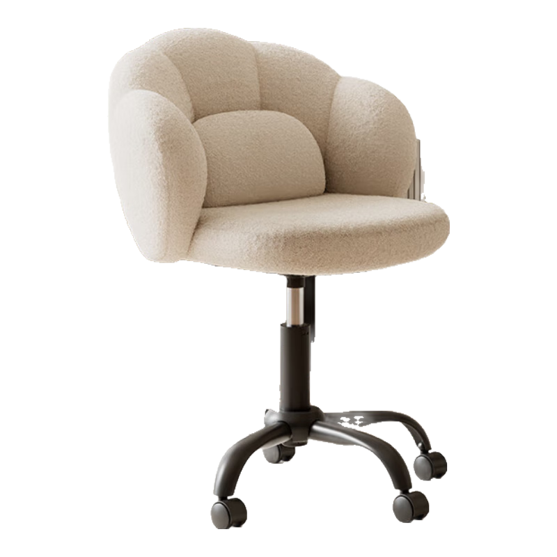 Deli KF305 Lambswool Dressing Chair, Home Computer Chair, Simple Luxury High-End Bedroom Vanity Chair (White)