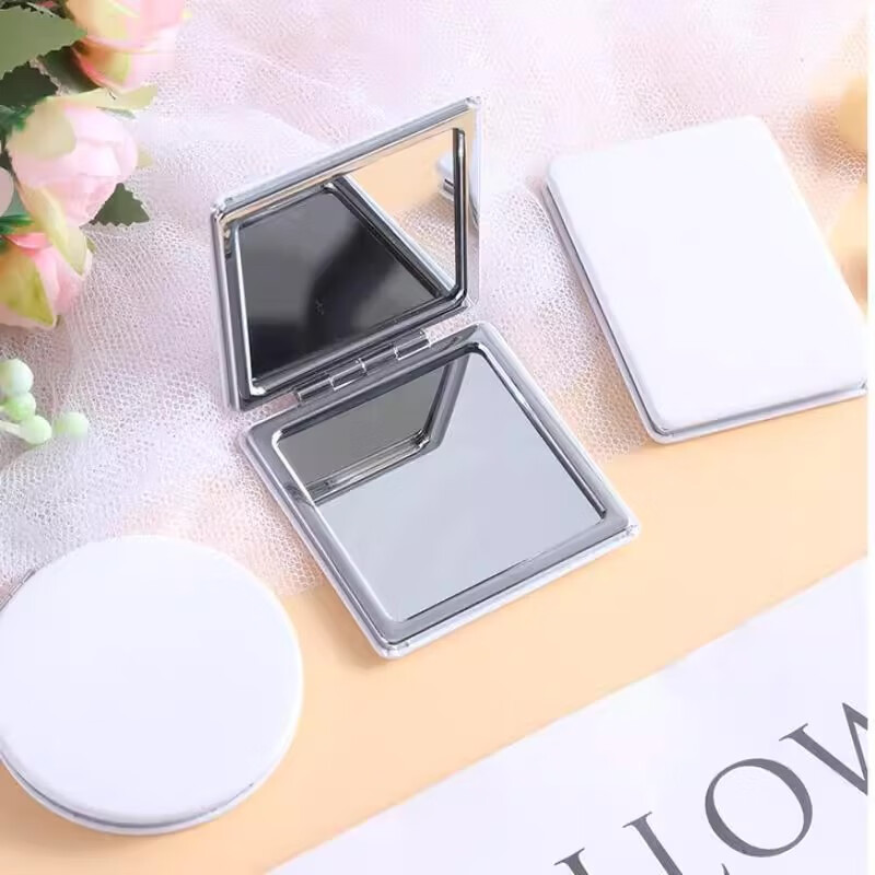 Leezi Double-Sided Compact Mirror, Portable Makeup Mirror for Women And Men, Exquisite Pocket-Folding Mini Handheld Square Mirror