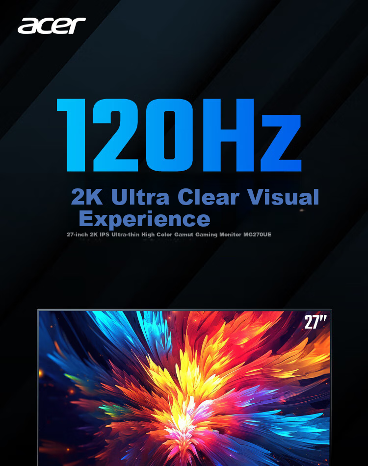 Acer Dark Knight 27-Inch 2K + 120Hz + HDMI/DP Dual Interface HDR Office Light Gaming Monitor MG270U E 1