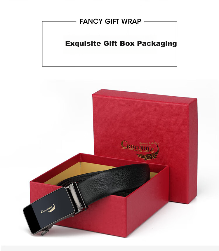 CROCODILE Fashion Top-Grain Leather Men's Belt, Business Casual Automatic Buckle, Youth Waistband for Men DT069 3