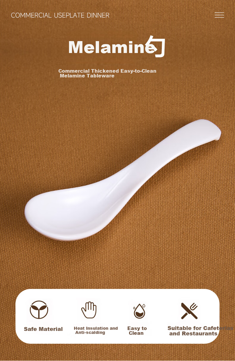 Xinjigaoge 7006 Melamine Spoon, Cafeteria Fast Food Spoon, Imitation Porcelain White Small Spoon Soup Spoon Rice Spoon, Length 14.5cm, 10 Pieces/set 1