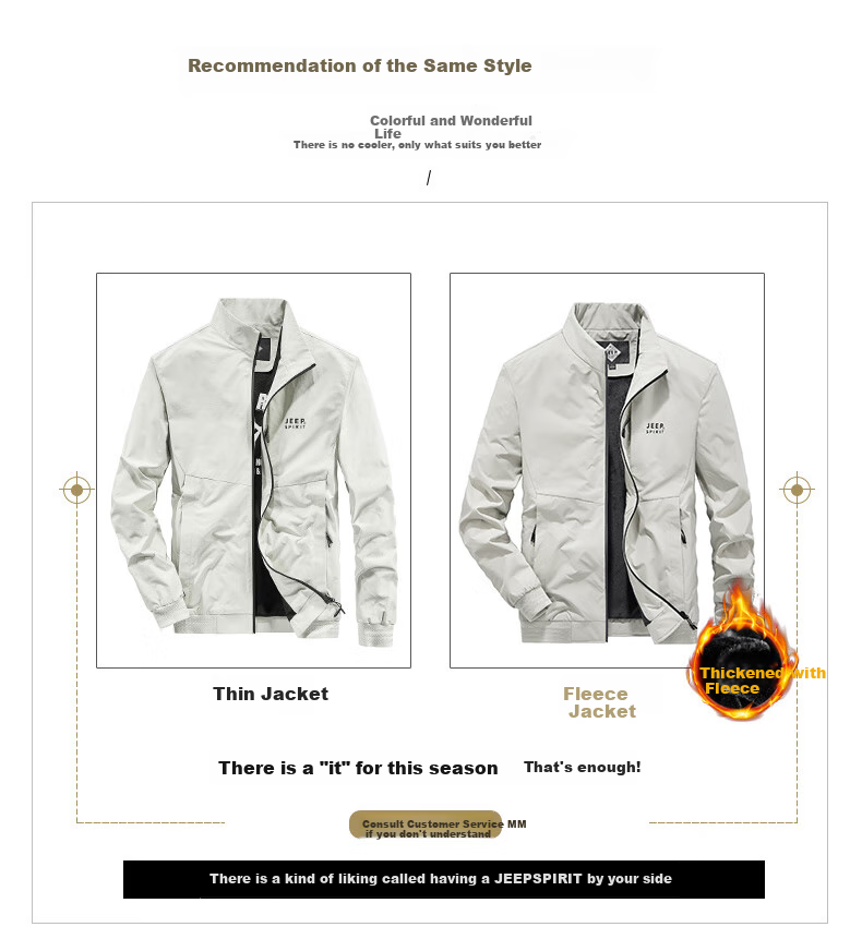 JEEP SPIRIT Men's Jacket, Spring And Autumn Casual Stand-Collar Outerwear, Dark Gray, XL 3