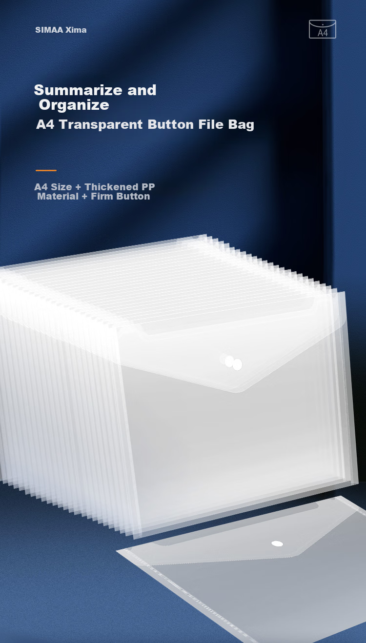SIMAA 10-Pack A4 Button Closure Transparent File Folders, Extra Thick Waterproof Exam Paper Document Storage Pouches, Office File Folders, Office Supplies, Stationery, 21228 1