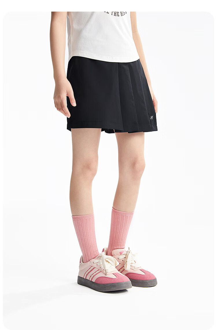 Annil Girls' Pleated Skort, Summer 2025 New Style, Casual Sweet Fashionable Black Short Skort 9