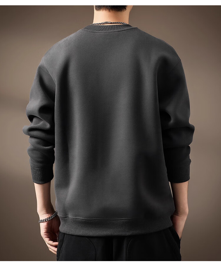 JEEP Men's Sweatshirt Jacket, Spring And Autumn Trendy Loose Long-Sleeve T-Shirt, Casual Outerwear for Men, Dark Gray XL 7