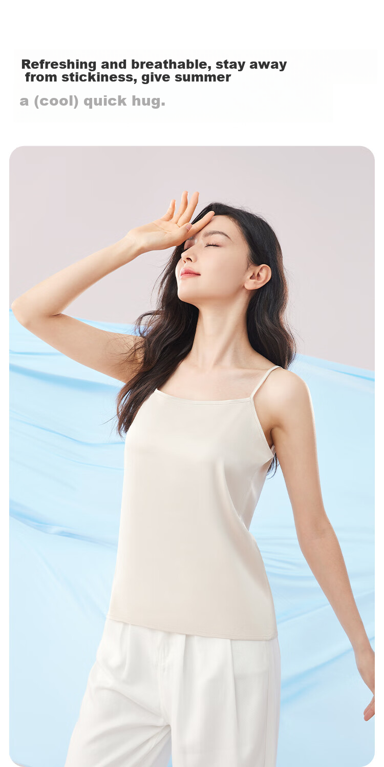 MiiOW Women's Camisole Tank Top for Spring And Autumn, Inner Wear Or Outer Wear, Beautiful Back Design, Faux Silk Thin Strap Basic Versatile Undershirt 6