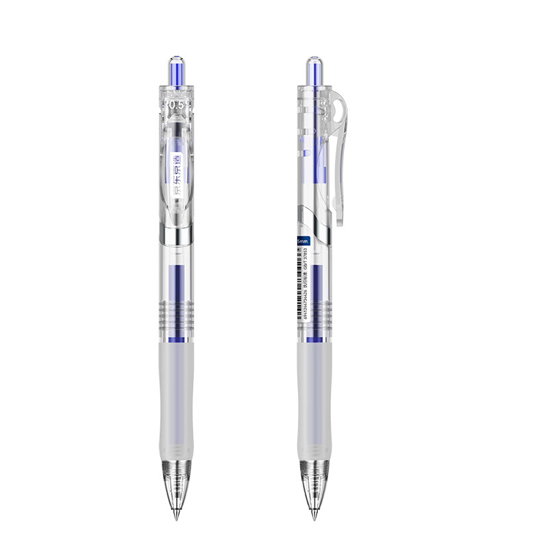 JD Original [JINGDONG Jinbang] Xiaojingang Retractable Gel Pen, High-Quality White Protective Cover, Quick-Drying Bullet Tip, Shockproof, for Office And Student Use, Exam Practice, 0.5mm Blue, 12 Pcs JD1006