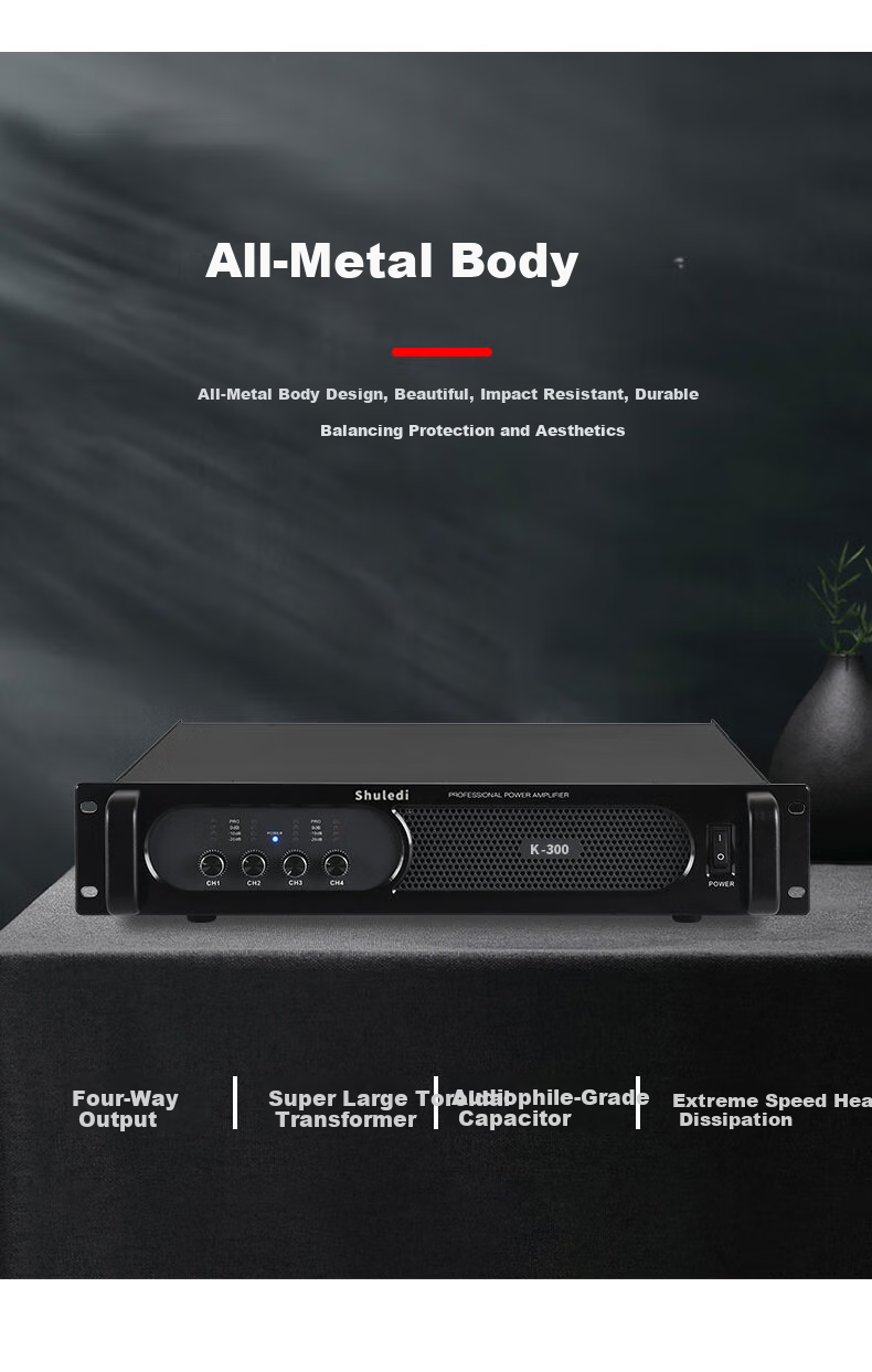 Shuledi HD-3600 Pure Power Amplifier Domestic High-Power Dual Channel Amplifier Conference Room Home Theater Stage Performance KTV Dedicated (300W*2) 5