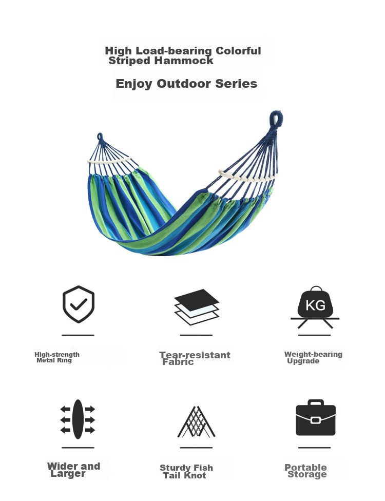 SCALER Outdoor Hammock, Outdoor Swing, Anti-Rollover, Double-Person Canvas Camping Swing Bed 5