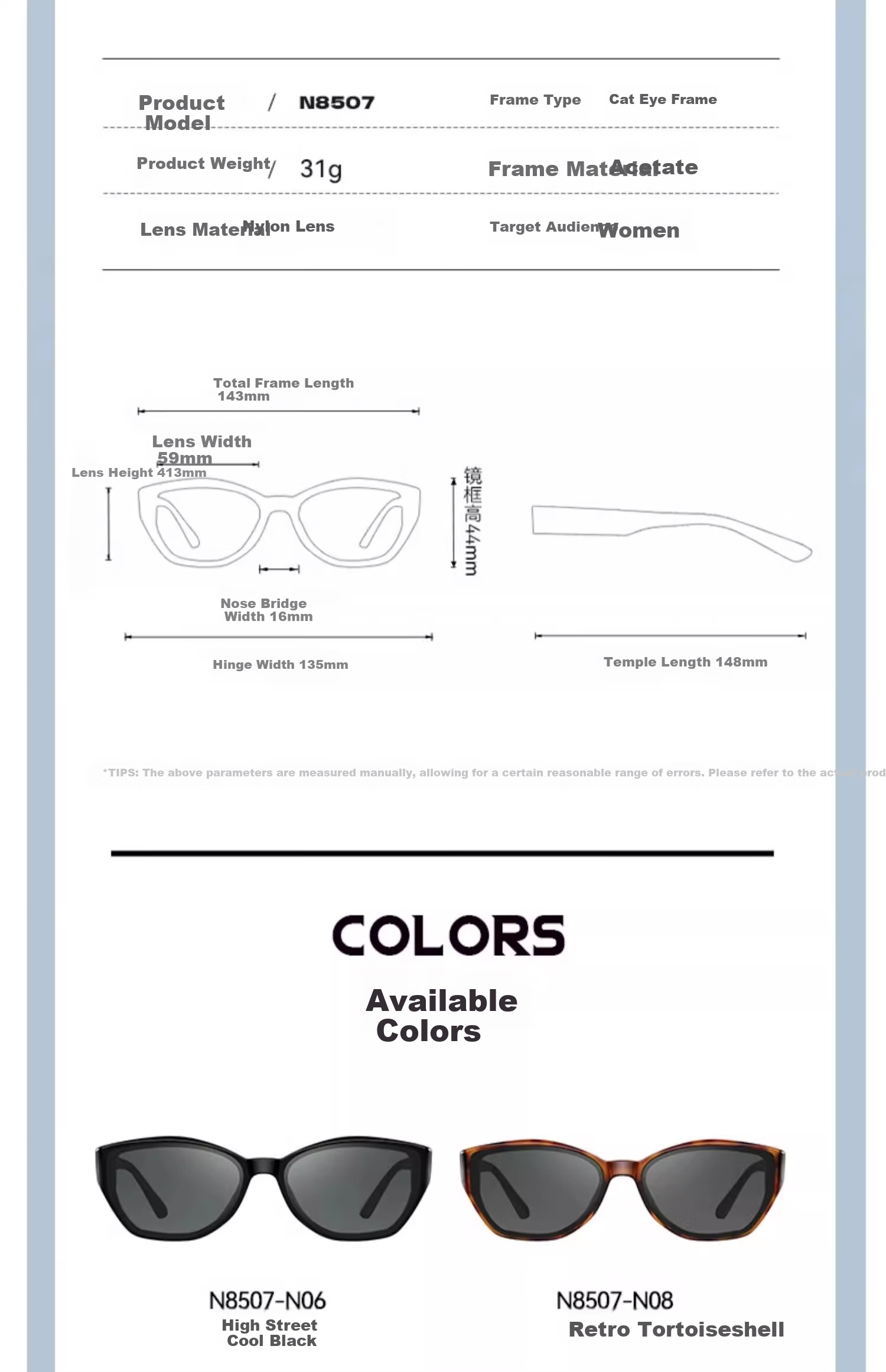HORIEN Sunglasses for Men And Women, UV Protection Sunglasses, Same Style As Times Teenagers, New Model N8509 for 2025 25