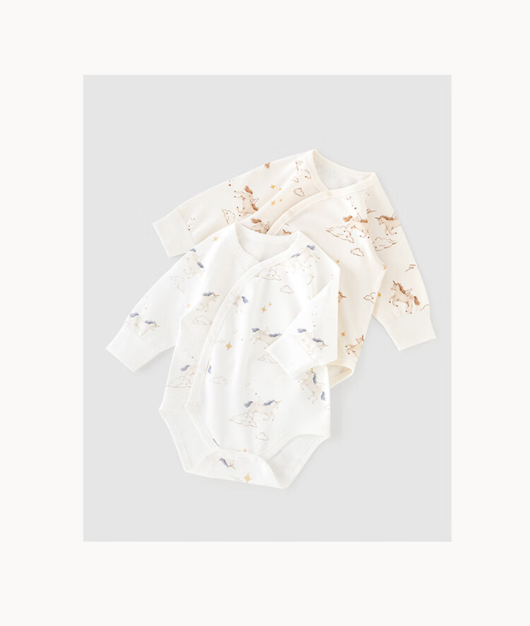 Guaiqi Bear Year of the Horse Baby Pure Cotton Romper Spring and Autumn Homewear Infant Long Sleeve Pajamas Triangle Bodysuit 2
