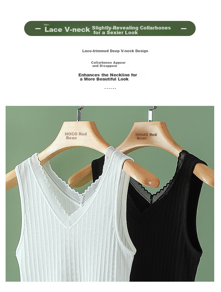 Hodo Lace Camisole for Women, V-Neck Slimming Breathable Sexy Versatile Wearable Elegant White 160/85 6
