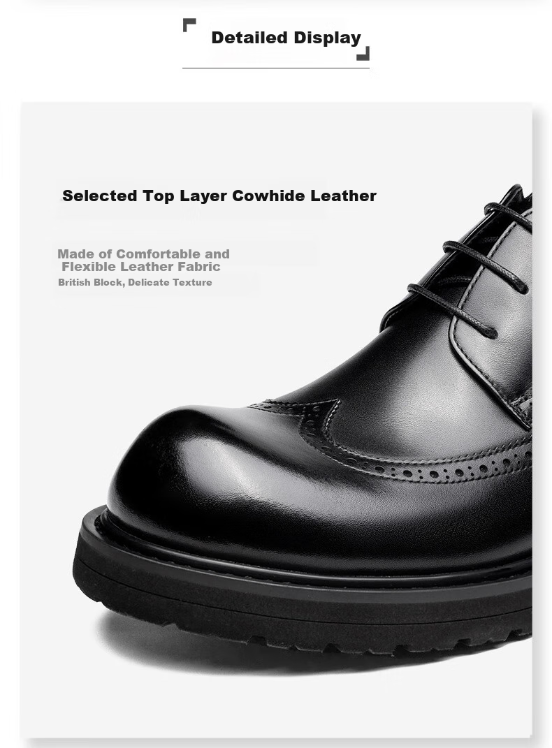 LAORENTOU Men's Leather Shoes, Business Casual Brogue Style Formal Shoes, High-Quality Brogue Brand Dress Shoes, LA11366, Black, Size 38 4