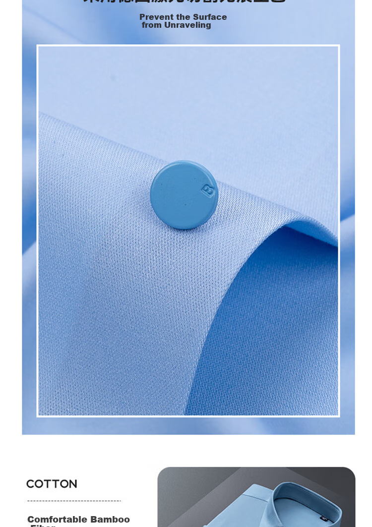ROMON Bamboo Fiber Professional Formal Dress Shirt Long Sleeve Slim Fit Elastic Men's Shirt Blue M 3