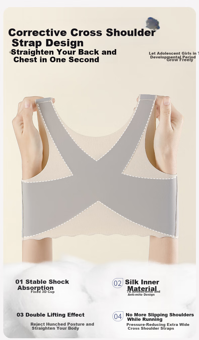 GRACEWELL Student Sports Bra, Lift-Up Vest-Style, Shock-Absorbing, Seamless, Mulberry Silk, Developmental Bra for Young Girls, Sky Blue, 2XL 3