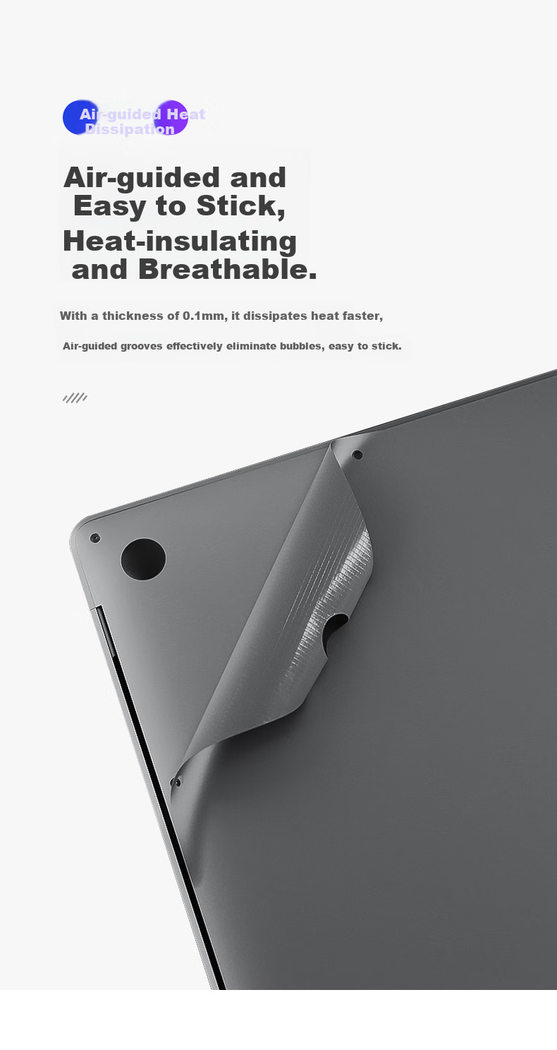 DiyiGongfang Compatible Protective Film for New MacBook Air 13.6/13-Inch M4/M3/M2 Apple Laptop Body Cover, Ultra-Thin Wear-Resistant Easy-To A2681/A3113 6